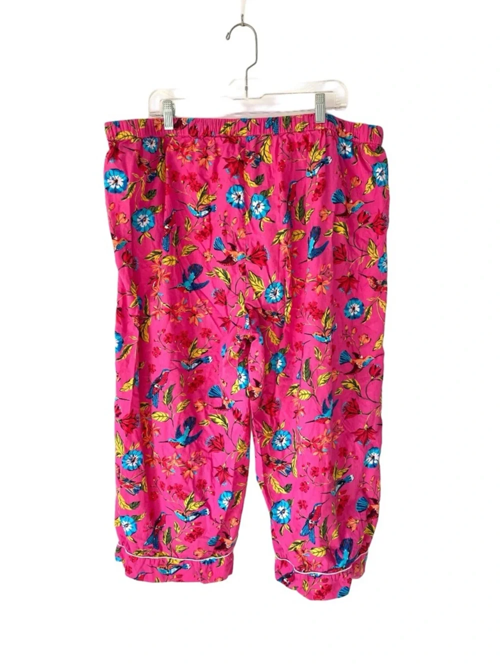 Printfresh Hummingbird Bright Pink Floral Bird Pajama Lounge Pants size 2X - Picture 3 of 6